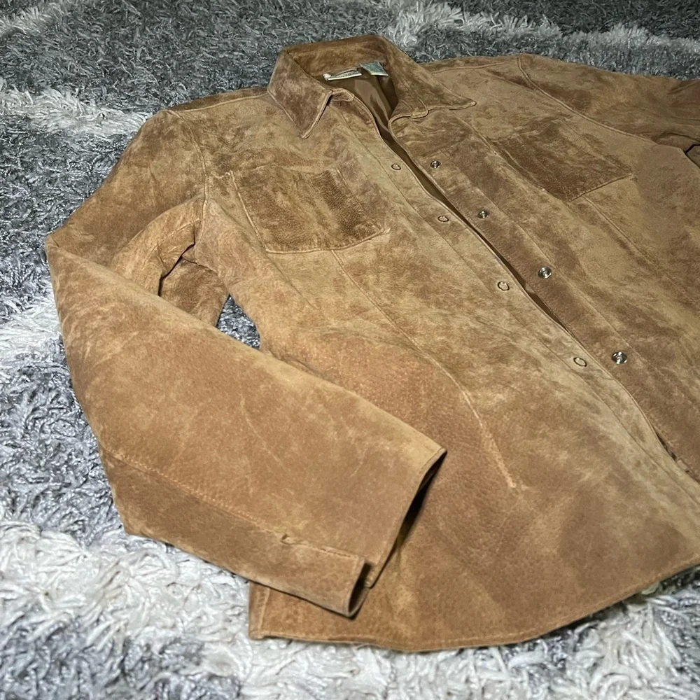 St. John's Bay Tan Genuine Leather Button Down Shirt - Picture 2 of 7